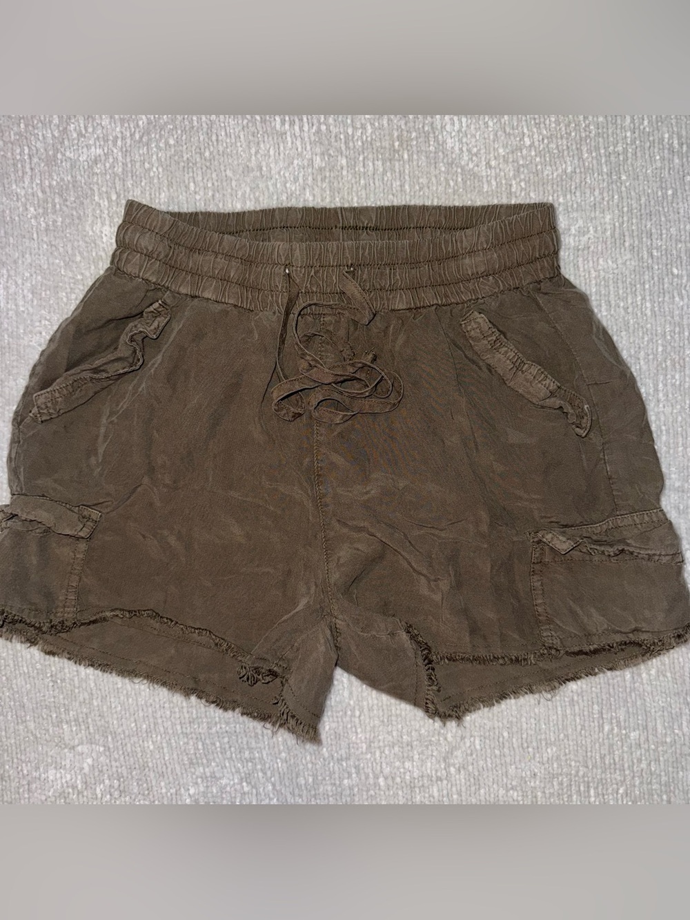 Thread & Supply Olive Green Utility Drawstring Cargo Shorts Size Small